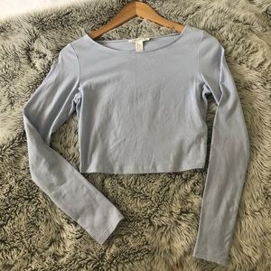 Baby Blue Long Sleeve Crop Top